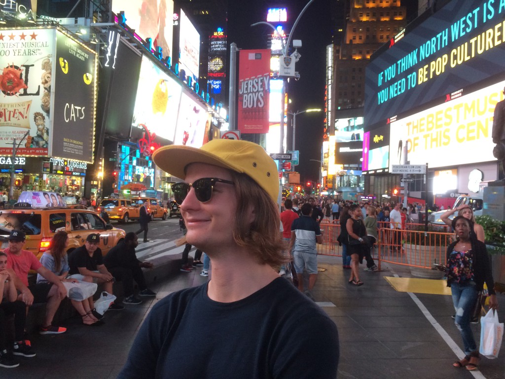 Rocking Costo hats at Time Square